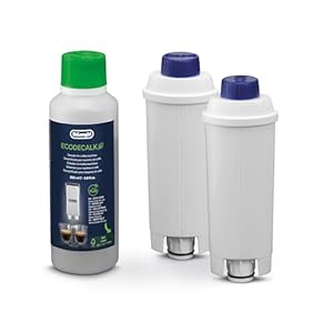 De'Longhi, Accessoires Robot café, Lot 2 Filtres à eau et de 1 EcoDecalk 200ml (détartrant), DLSC322