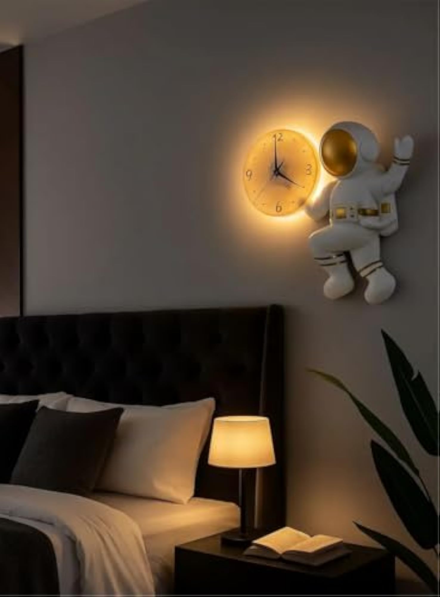 Modern Astronaut LED Wall Lamp with Lighting Clock
