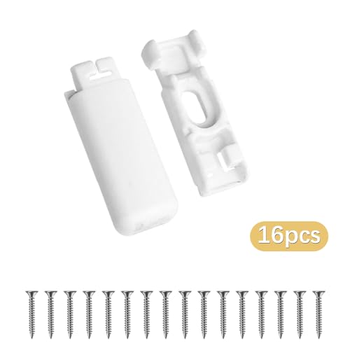 16Kit 32Stück weiß Plissee Ersatzteile klemmträger, Spannschuhe für verspannte Plissees, für Klebeträger und Stick & Fix Front Klebeplatten