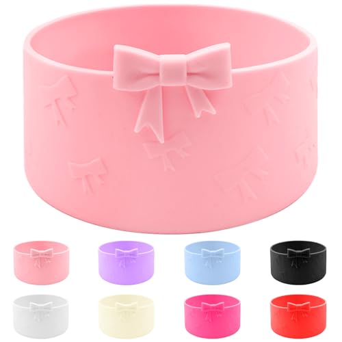 Hpebl Bows Silicone Water Bottle Boot for Stanley Cup Accessories Pink