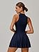 ABOCIW Athletic Dress for Women Zip Front Tennis Dress Built in Shorts High Neck Sleeveless Workout Golf Exercise Active Dresses with Pockets Navy Small