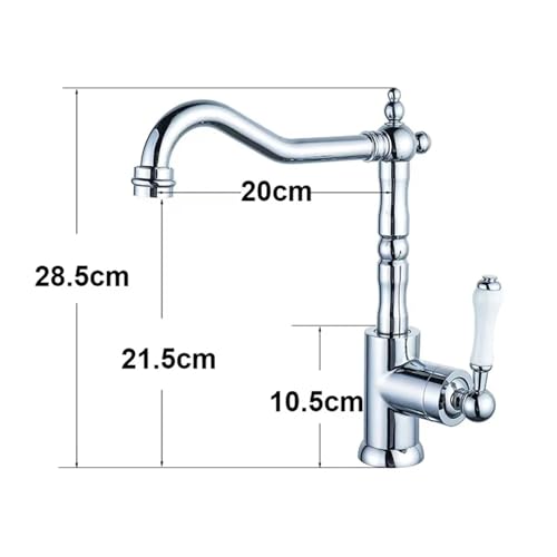 Robinet de cuisine rotatif en cuivre antique or pour eau chaude froide
