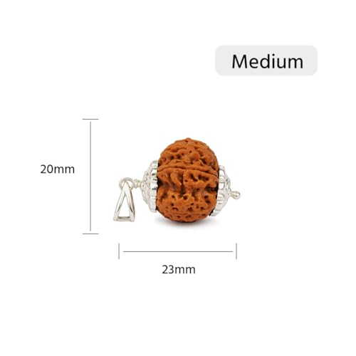 Image of GemsMantra 8 Mukhi Rudraksha Pendant in 92.5 Sterling Silver | Original Nepali Rudraksha Bead | Lab Certified | Medium Size | Spiritual Pendant for Men & Women | Ganesha Symbol of Wisdom & Success