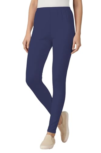 Image of Women's Cotton Lycra Ankle Length Leggings | Regular Rise, Soft 4 Way Stretch Fabric | Casual & Ethnic Wear