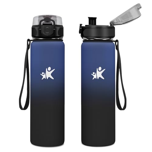 KollyKolla Botella Agua Acero Inoxidable 1L, Botella Termica sin BPA, Termo Doble Pared al Vacío a Prueba de Fugas, Acero Inoxidable y Reutilizable, Termo para Niños, Escuela, Oficina, Gimnasio