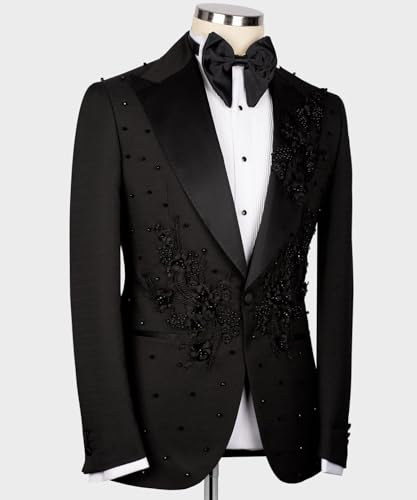 Tailored Men's Tuxedo Slim Groomwear Luxury Applique Beads One Button Blazer Wedding Dress Jacket for Prom Dinner3