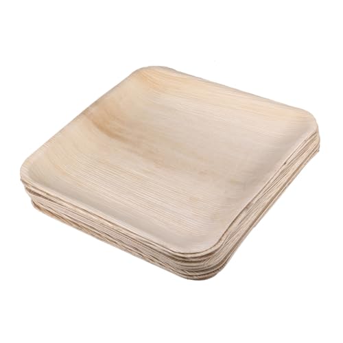 WEKAMOS 5個 使い捨て正方形ヤシの葉プレート 食品グレード可降解デザート皿 ケーキフルーツ対応 パーティー用木製環境配慮型トレイ
