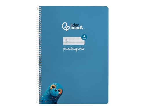 Cuaderno espiral liderpapel a4 pautaguia tapa blanda 80h 75 gr cuadro pautado 4mm color azul.