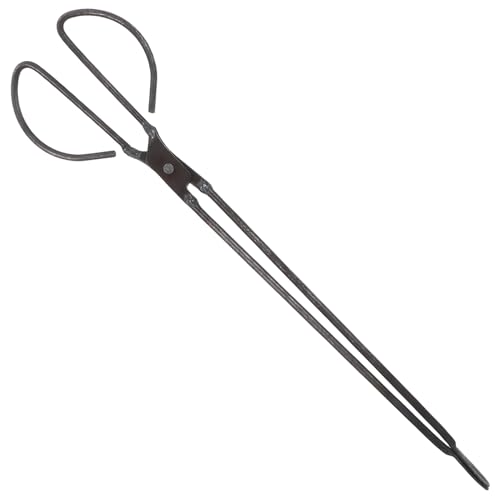 SMASOLO Pinzas Manuales de Acero de 48 CM para Leña y Briquetas Cabeza Plana Resistente al Calor Pinzas para Chimenea Barbacoa y Camping Ideales para Recoger Madera Briquetas de
