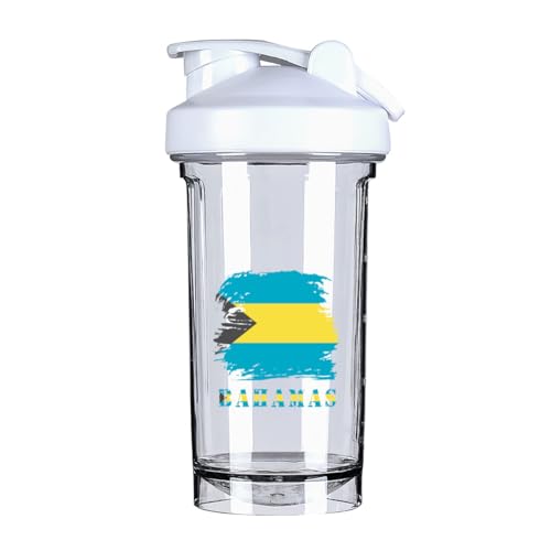 Vintage Bahamas Bahamian Flag 18 Ounce Shaker Cup,Fashion Theme Pattern Shaker Bottle Leak-proof Workout Shake Bottles 500ML/18 oz Perfect for Pre Workout