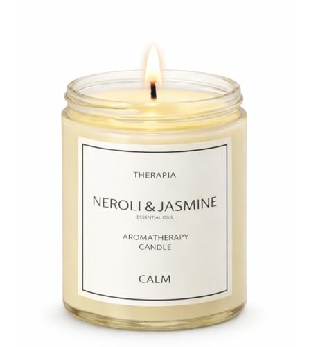 Image of Therapia Stressfree and Calming Neroli & Jasmine Candle | 200gms| More Than 12 Hours Burn Time|Aromatherapy Soy Candles Gifts for Stress Relief, Calmness and Home Spa