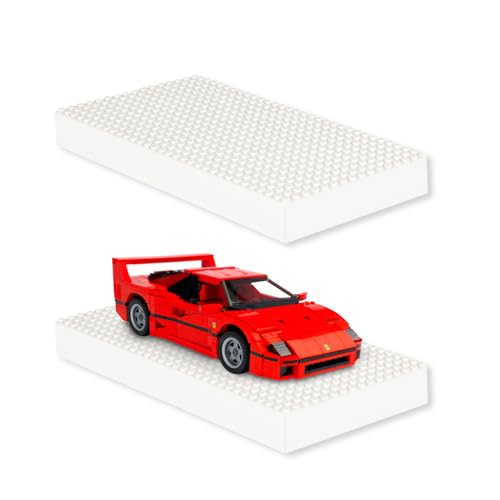 Play Platoon Wood Building Brick Display Shelves 2 Pack White Minifigure Display Case Shelf - 10x5 Inch Wood Wall Mount Shelf for Wall, Compatible with Lego, Megablox, and Other Major Brands