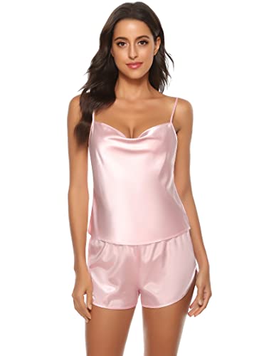 Sumeyuyu Nachtwäsche Damen Satin Schlafanzug Kurz Pyjama Sexy Nachthemd...