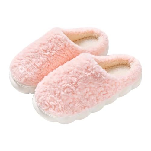 Chaussons De Maison Femme Homme Peluche Velours Confortables Coton Pantoufles Léger Chaudes Mignonnes Chaussons Automne Hiver Intérieur Slippers 35 Rose