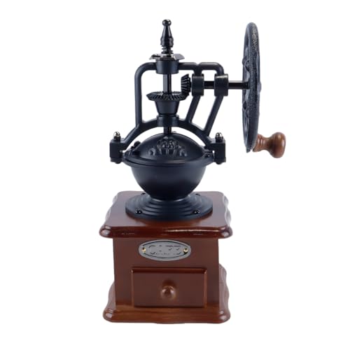 Alide Moulin à café manuel style vintage, petit moulin à grains en bois, moulin à grains à rouleaux, manivelle pour presse française, Aeropress, expresso (marron)