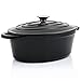 BBQ-Toro Gusseisen Cocotte | 4,3 Liter | schwarz, oval | Emaillierter Gusseisen Bräter mit Deckel | Gusstopf, induktionsgeeignet