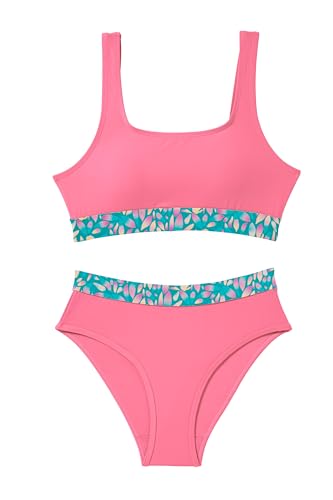 Image of Beautikini Period Swimwear Two Piece Menstrual Leakproof Swimsuit Bikini Sets Mid Waist Print Bathing Suit for Women