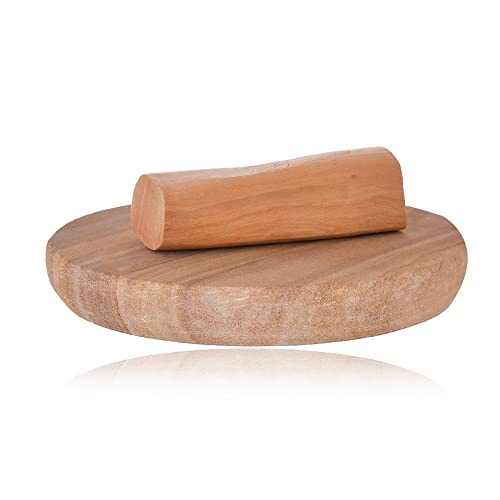 Image of Saudeep India Chandan Pata /Sandalwood Rubbing Stone with Original Chandan Stick (Brown)