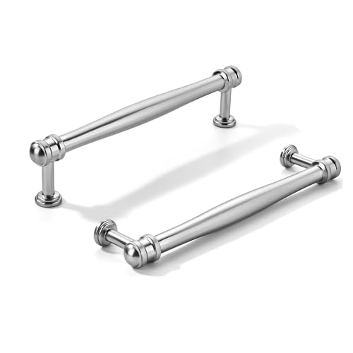 khtumeware 10 Pack 5inch(128mm) Hole Center Brushed Satin Nickel Cabinet pulls Solid Heavy-Duty Tradition Kitchen Cabinet Handle Cabinet Hardware for Dressing Table Bathroom Pull