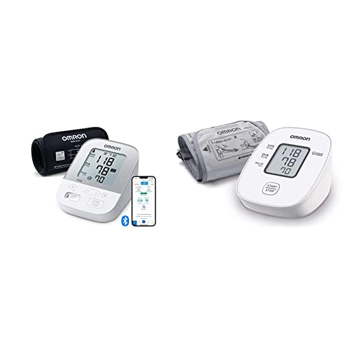 OMRON Tensiómetro de brazo digital X4 Smart, monitor & X2 Basic Tensiómetro de Brazo digital, medición precisa de la presión arterial y el pulso, validado clinicamente