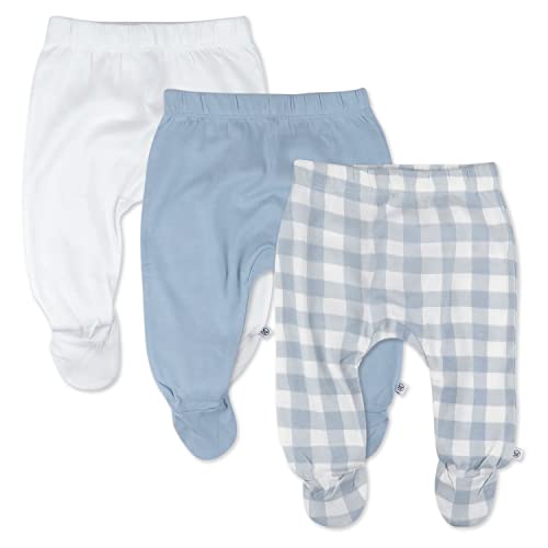 Image of HonestBaby 3-Pack Footed Pants Roomy Fit Pull on Bottoms 100% Organic Cotton for Infant Baby Boys, Girls, Unisex