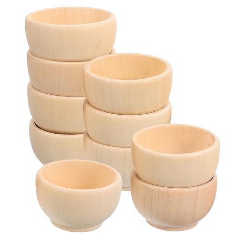 HOOTNEE 10piezas Cuencos De Madera Sin Terminar Para Pintura y Manualidades Cuencos Pequeños Artesanales Para Decoración y Creativos