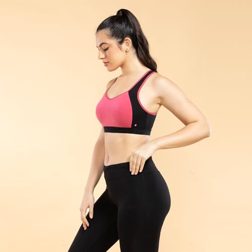 Image of Enamor Side Shaper Panel Women's Cotton Medium Impact Sports Bra with Fixed Cups- Bounce Control, Wider Racer Back, Padded, Wirefree, High-Coverage - SB38