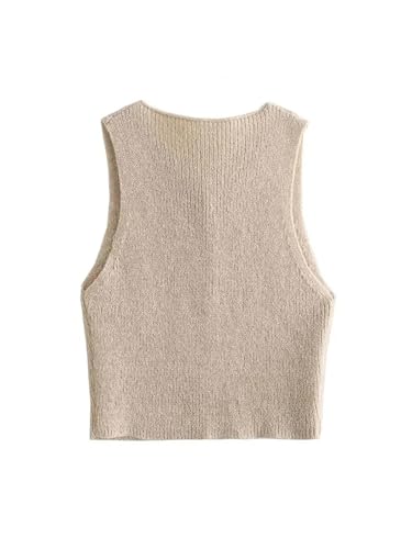 Women Front Button Knit Vest Sweater Vintage V Neck Sleeveless Female Waistcoat3