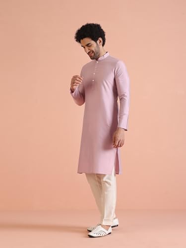 Kisah Men's Cotton Blend Solid Regular Kurta (Ka-0870_Onion Pink