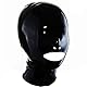 MFMYEE Bondage-Latex-Maske, BDSM-Maske, Fetisch-Kopfbedeckung, Latex Cosplay,Reißverschluss hinten, Mund mit verbundenen Augen (schwarz) (XL)