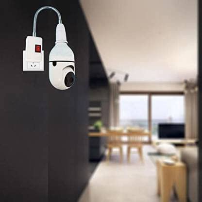 Image of PTZ Wireless WiFi E27 Bulb Holder Security Camera with Night Vision for Home /Office /Warehouse, V380 App for Remote Live Viewing