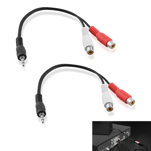 Kmuqshy 2 Pièces Câble Adaptateur Audio Jack 3.5mm vers 2 RCA - 2x RCA Femelle vers 3,5mm Jack Mâle, Cable Audio Stéréo, Connecteur AudioHaute Qualité pour Téléphone, TV, Lecteur MP3, Chaîne Hi-Fi