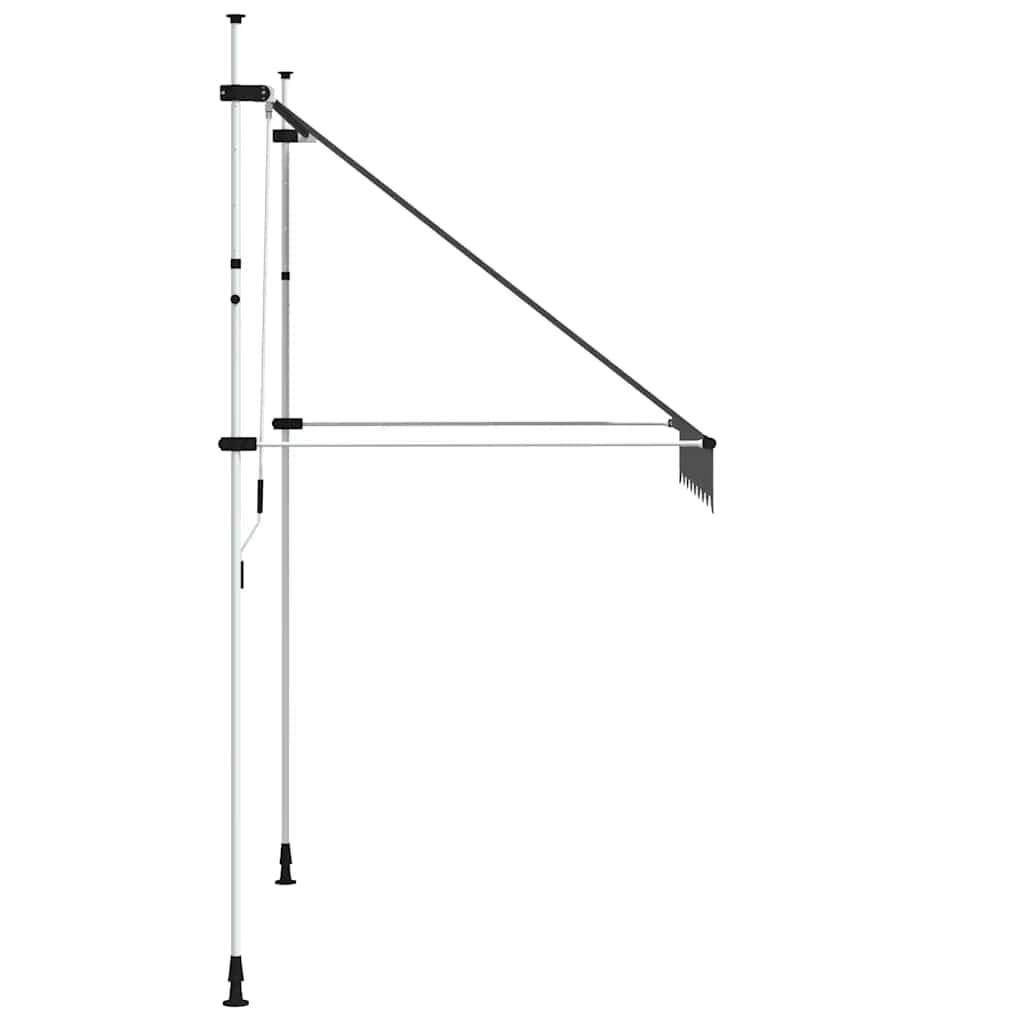 Generic Ręczny Baldachim Tarasowy w Paski ze stalową ramą (200 cm Biała rama)