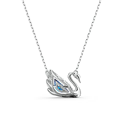 swarovski dancing swan necklace jewelry collection rhodium finish blue crystals clear crystals