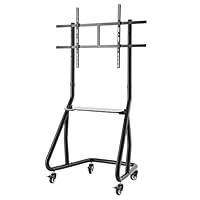 Hama TV-Wagen Trolley (fahrbarer TV-Ständer für 49-100 Zoll, höhenverstellbar, mobile TV-Halterung mit feststellbaren Rollen, HiFi-Regal, VESA-kompatibler Bodenständer TV rollbar) schwarz