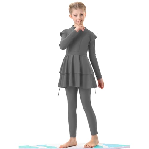 Image of ODIZLI Kids Girls' Rash Guard Sets Islamic Hijab Swimwear Muslim Modest Long Sleeves Shorts Pants Beachwear Hoodie Hat 2 PCS