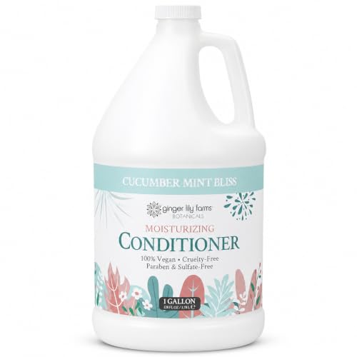 Image of Ginger Lily Farms Botanicals Conditioner, 128oz, Cucumber Mint Bliss | 100% Vegan & Cruelty-Free | Moisturizing Conditioner for All Hair Types | Refill Size
