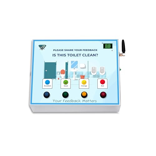 Image of Rely Cure⇒VP INDUSTRIES (GSM Mode) Toilet Cleanliness Feedback System - Press a smiley button to give instant feedback and view real-time reports via the Android app or website.