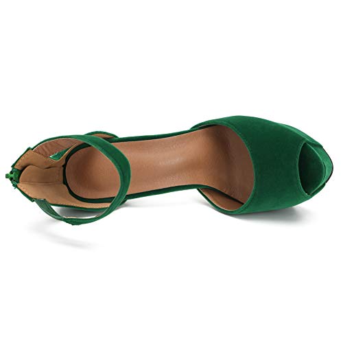 Image of MAIERNISI JESSI Women's Platform High Heel Sandals, Ankle Strap, Peep Toe, Stiletto Heels, Zip