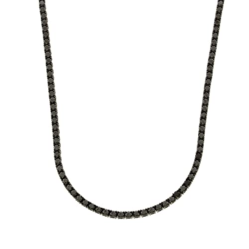 Unisex NEW 1 Row Tennis Necklace/Bracelet Black Finish Lab Created Diamonds 3MM Solitaires Skinny Tennis Chain 16-24 inches Bracelet 6.5-8.5 inches