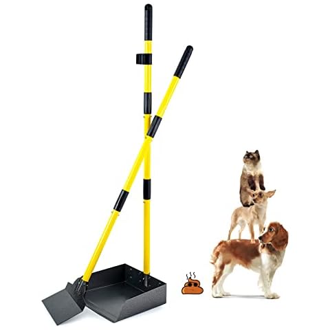 Hundekotschaufel für Hundekot, Spaten und Tablett, Set für Hundekot, verstellbar, kein Biegen, langer Griff, Metallschaufel, Kotschaufel für mittelgroße und große Hunde Cover