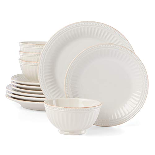 Lenox French Perle Groove 12-Piece Plate & Bowl Set, 23.05 Lb, White #TOP14