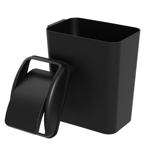 Caneca de basura plástica negra rectangular de 4.5 gal miniatura 7