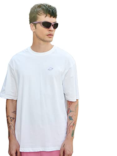 Image of Bewakoof Men's Graphic Printed 100% Cotton T-Shirt - Oversized Fit, Round Neck, Half Sleeves