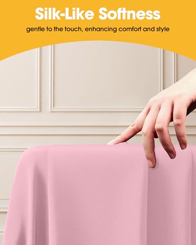 Image of Niuara Pink Polyester Table Cloth, 6 Pack, 60 x 84 in | Rectangle, 5 ft Tables, Washable, Wrinkle Resistant, Heat-Proof, Weddings Parties