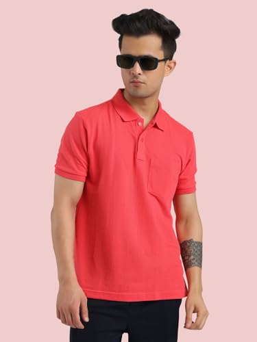 Image of Rupa Bumchums Men Super Combed Cotton Solid Half Sleeve Club Collar Polo Regular Fit T-Shirt with Chest Pocket