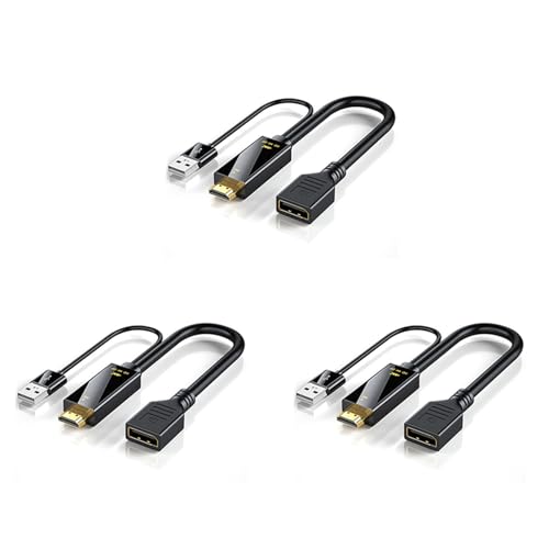 Câble convertisseur HDMI vers Displayport 4K 60Hz adaptateur noir lot de 3
