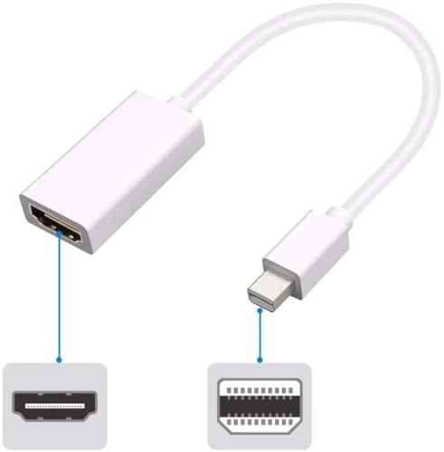 Generic DisplayPort to HDMI Adapter Mini DP Male to HDMI Female Thunderbolt 2.0 to HDMI Adapter Suitable for Apple MacBook Pro MacBook Air Microsoft Surface Pro 4 Pro 3 Google Chromebook White
