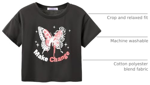 Image of Stylish Graffiti /Butterfly /Tropical Crop Top for Little & Big Girls - Cool Summer T-Shirt Clothes Size 6-18