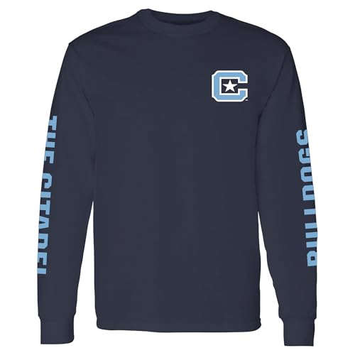 UGP Campus Apparel AL1120 - The Citadel Bulldogs Double Sleeve - Sports Team Long Sleeve T-Shirt - Medium - Navy